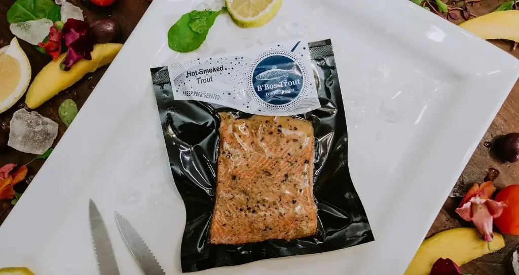B'bos hot smoked trout portion (100g) - frozen